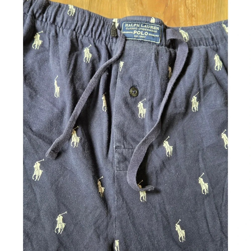 Polo Ralph Lauren Elastic Waistband Lounge Pants Mens Size Medium Navy